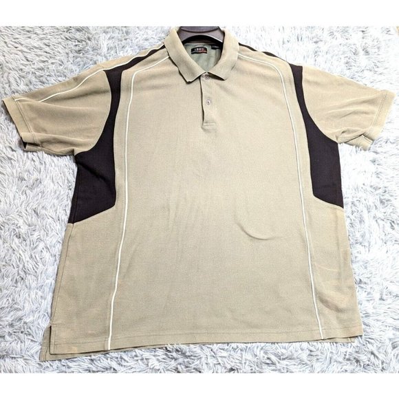 Vintage Izod XFG Golf Polo Shirt Mens Size XXL 2XL Tan Black Outdoor Hiking Fish - Picture 1 of 11